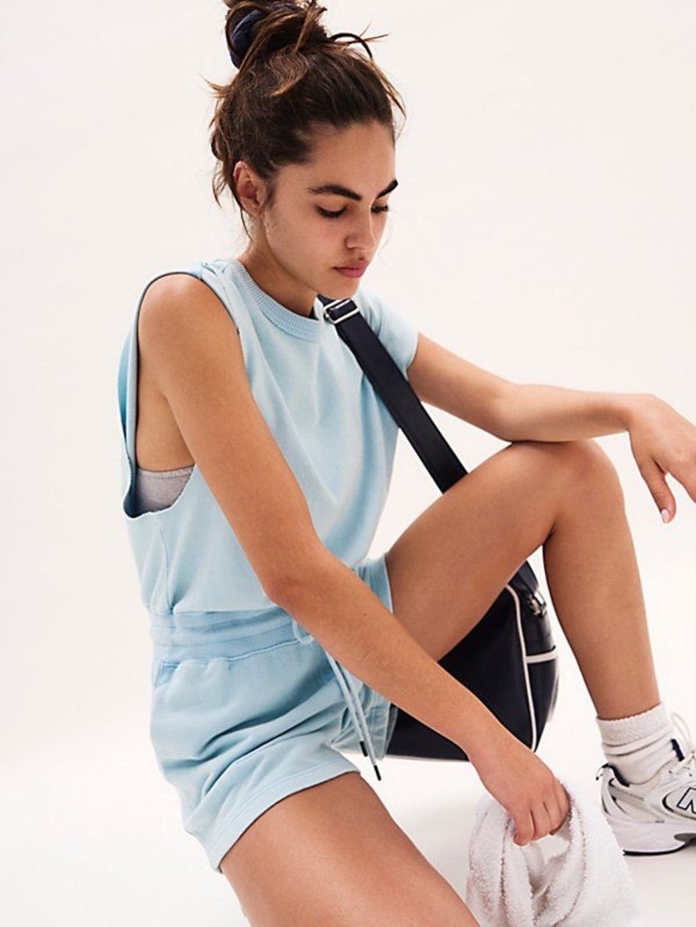 Free People Throw And Go Shortsie
Oversized Romper in Refresh Blue - X-Small